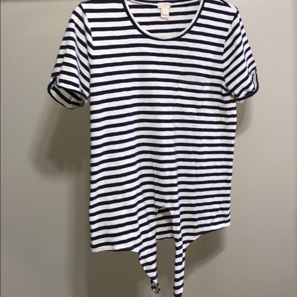 J.Crew Blue and white striped Tie Short sleeve - Picture 1 of 5